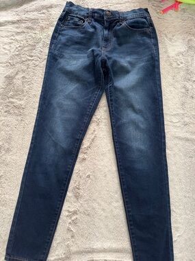 Women's Dark Indigo Skinny Jeans - Stretch Mid-Rise